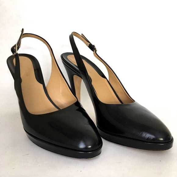 Faconnable Shoes - Faconnable Black Italian Leather Sling Back Heels